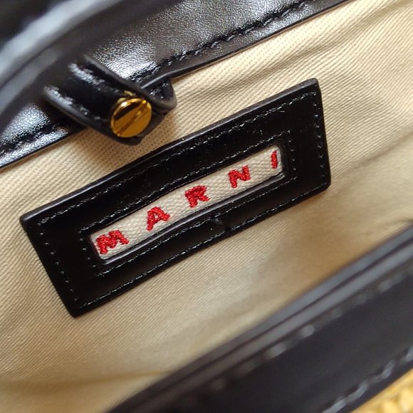 marni woven shopping bag shoulder bag tote bag black small - Picture 9 of 16